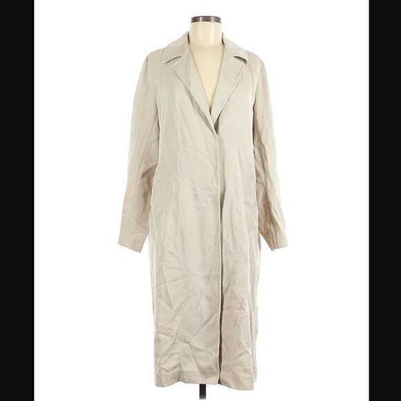 Sandro Trench Coat US L NWT EU 40 Robentine Notch Collar Beige Luxury - Picture 5 of 13